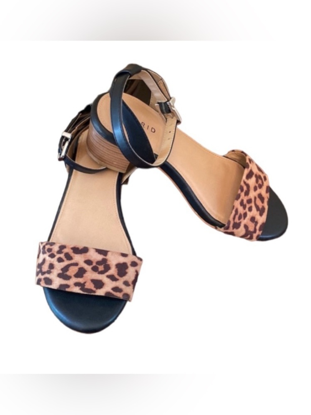 Torrid Leopard Print SZ 8W Boho Chic Glam Festival Low Block Heel Sandals